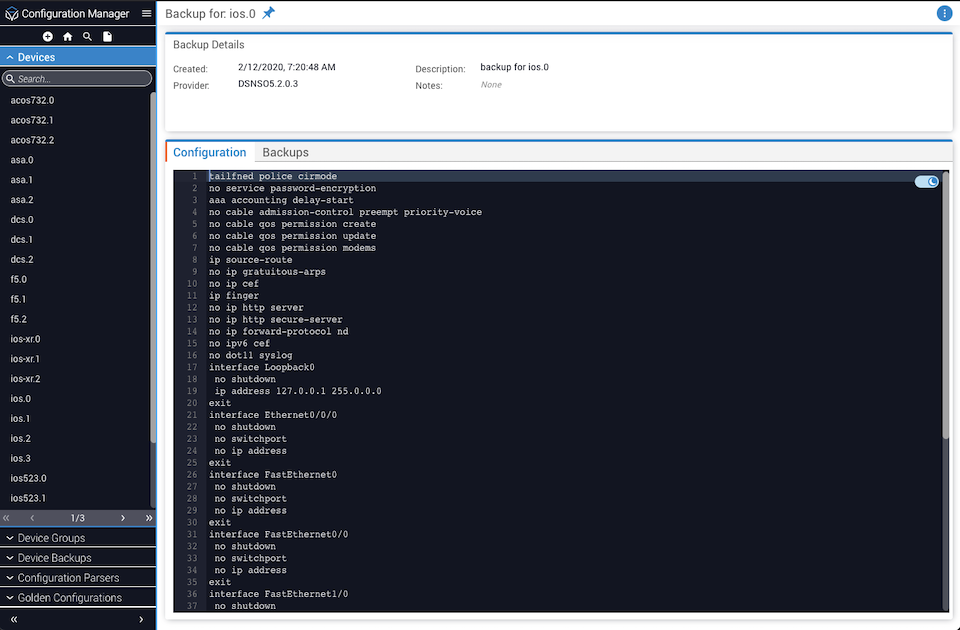 Edit Device Backup