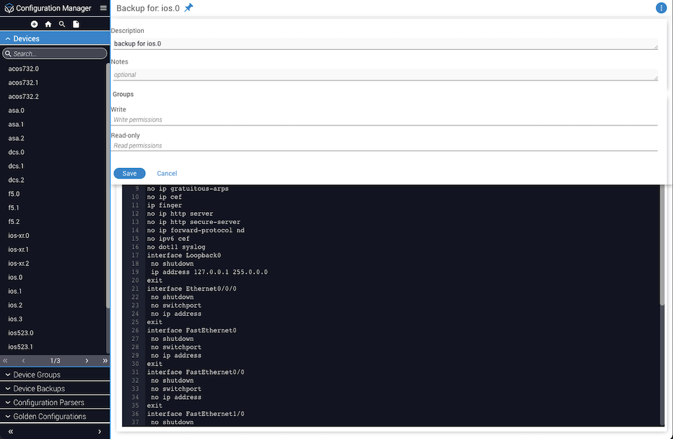 Edit Device Backup Details