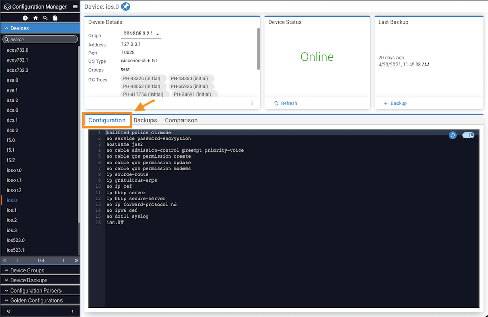 Configuration Tab